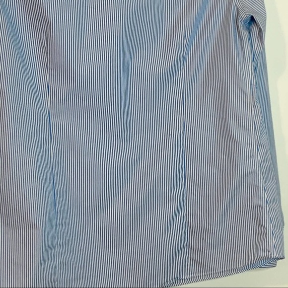 LANDS' END Blue & White Striped Button Down Shirt - Picture 7 of 8
